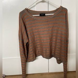 Medium Storia cropped stripped sweater.  Orange and greybrown